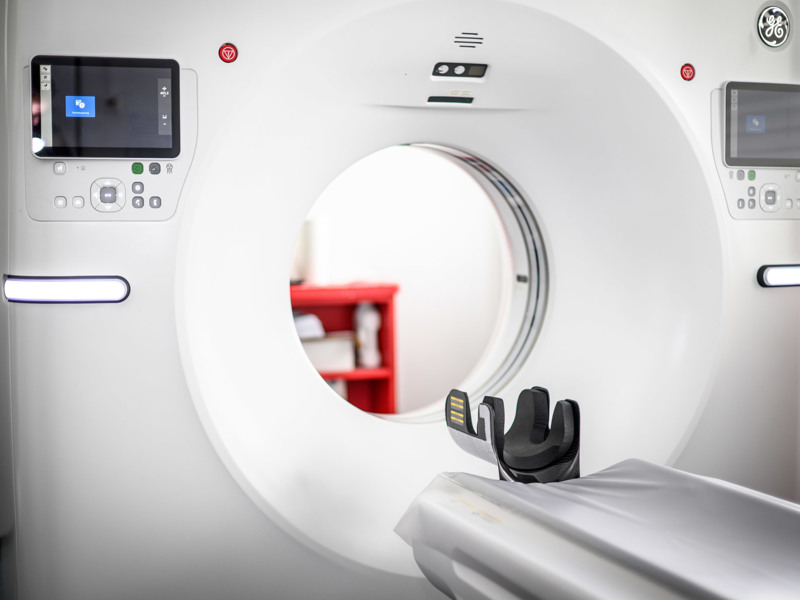 CT scanner prepared for imaging service